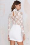Lace Embroidered Long Sleeve Mini Dress