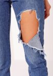 High Waisted Distressed Boyfriend Jeans