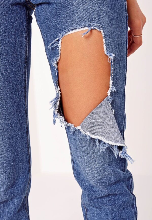 High Waisted Distressed Boyfriend Jeans 6 0090