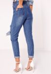 High Waisted Distressed Boyfriend Jeans