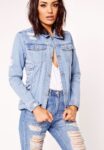 Ice Blue Back Distressed Denim Jacket