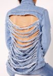 Ice Blue Back Distressed Denim Jacket