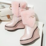Platform Heel Plush-Lined Short Snow Boots