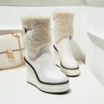 Platform Heel Plush-Lined Short Snow Boots