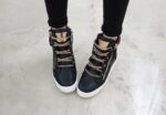 Luxury Gold Chain Genuine Leather Sneakers