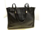 Edgy Gold Studded Black Leather Shoulder Bag