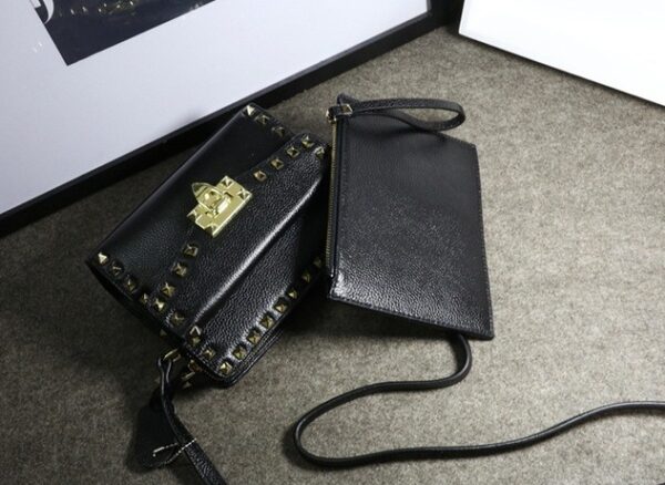 Luxurious Studded Mini Leather Shoulder Bag 7 0729