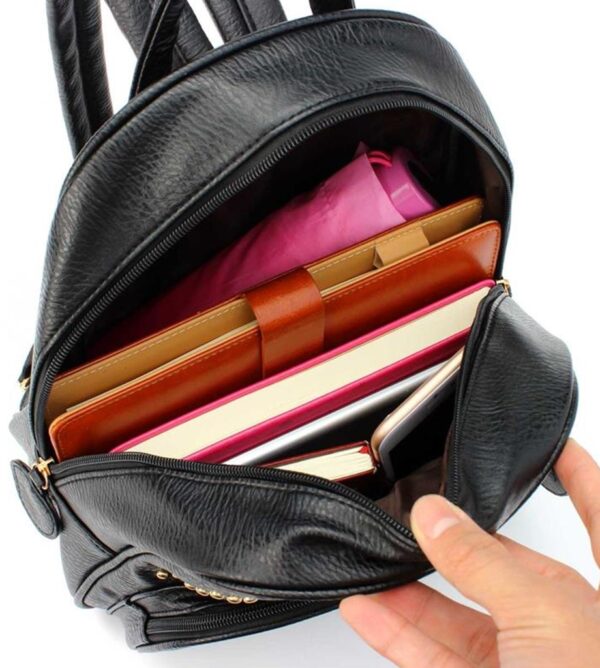 Wing Pattern Studded Vegan Leather Backpack 6 0773