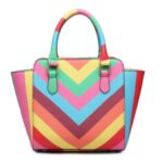 Luxury Rainbow Trapeze Studded Leather Bag