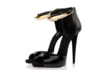 Vibrant Metallic Golden Ankle Strap High Heels Stiletto