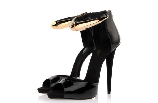 Vibrant Metallic Golden Ankle Strap High Heels Stiletto 4 1025