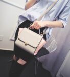 Retro Studded Two-Tone Trapeze Vegan Leather Bag