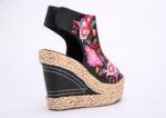 Bohemian Floral Embroidered Espadrille Wedge Sandals