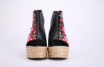 Bohemian Floral Embroidered Espadrille Wedge Sandals