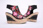 Bohemian Floral Embroidered Espadrille Wedge Sandals