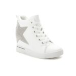 Sparkling Star Rhinestone Embellished Genuine Leather Sneakers