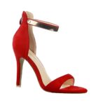 Charming Gold Ankle Strap Vegan Suede High Heel Stiletto