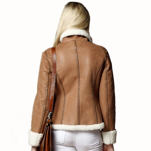 Plush Faux Fur Trim Vegan Leather Jacket 4 175