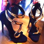 Daring Snake Metal Strap Stiletto Sandal