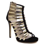 Metallic Strap Gladiator Suede Stiletto Sandals
