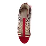 Metallic Strap Gladiator Suede Stiletto Sandals