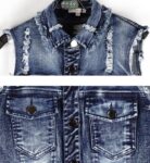 Vintage Printed Ripped Denim Vest