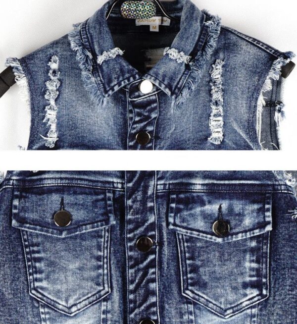 Vintage Printed Ripped Denim Vest 5 1984