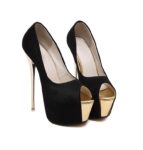 Glamorous Metal Heel Platform Wedding Peep Toe Pumps