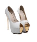 Glamorous Metal Heel Platform Wedding Peep Toe Pumps
