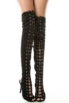 Elegant Lace-Up Vegan Leather Knee-High Boots