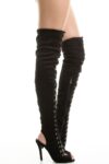 Elegant Lace-Up Vegan Leather Knee-High Boots