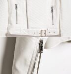 Belted White Vegan Leather Jacket