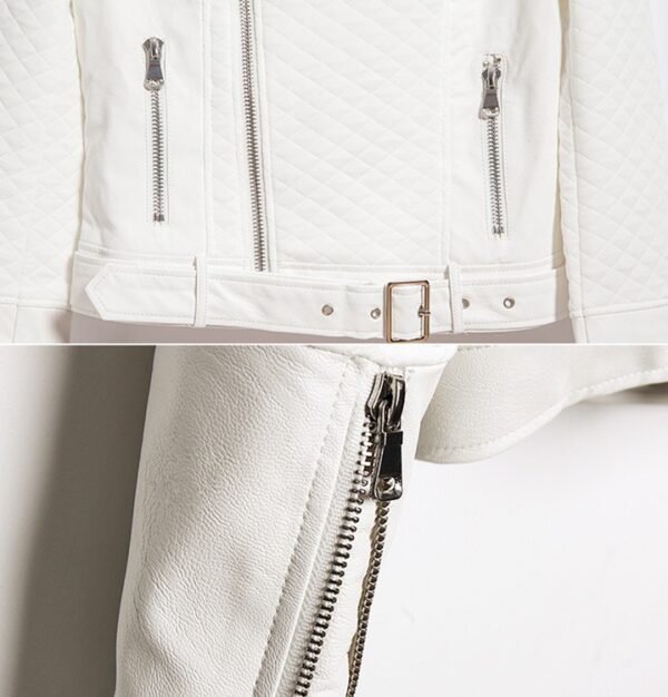 Belted White Vegan Leather Jacket 7 231