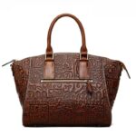 Luxurious Embossed Genuine Leather Trapeze Bag