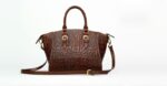 Luxurious Embossed Genuine Leather Trapeze Bag