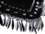 Edgy Metal Tassel Studded Genuine Leather Pouch Bag