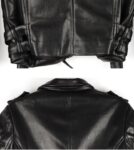 Deep Black Cropped Biker Belted Jacket