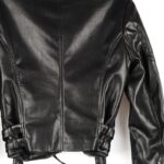 Deep Black Cropped Biker Belted Jacket