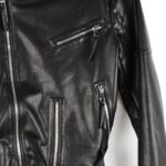 Deep Black Cropped Biker Belted Jacket