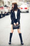 Deep Black Cropped Biker Belted Jacket