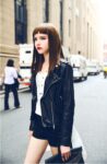 Deep Black Cropped Biker Belted Jacket