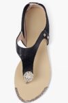 Sparkling Black Toe Ring Stone Embellished Sandals