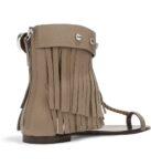 Boho Chic Khaki Tassel Buckle Flat Sandals