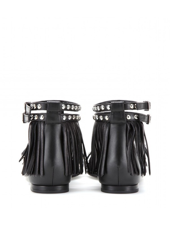 Boho Punk Tassel Studded Black Leather Sandals 3 3106