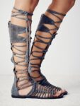 Bohemian Knee High Gladiator Suede Sandals