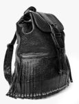 Chic Bohemian Tassel Embossed Leather Backpack