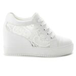Wedding Height Increasing Lace Hidden Heel Sneakers