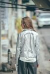 Street Style Metallic Silver Belted Leather Jacket