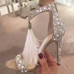 Elegant Pearl Embellished Wedding Bridal Heels Stiletto Sandals