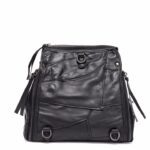 Edgy Studded Lock Genuine Leather Backpack